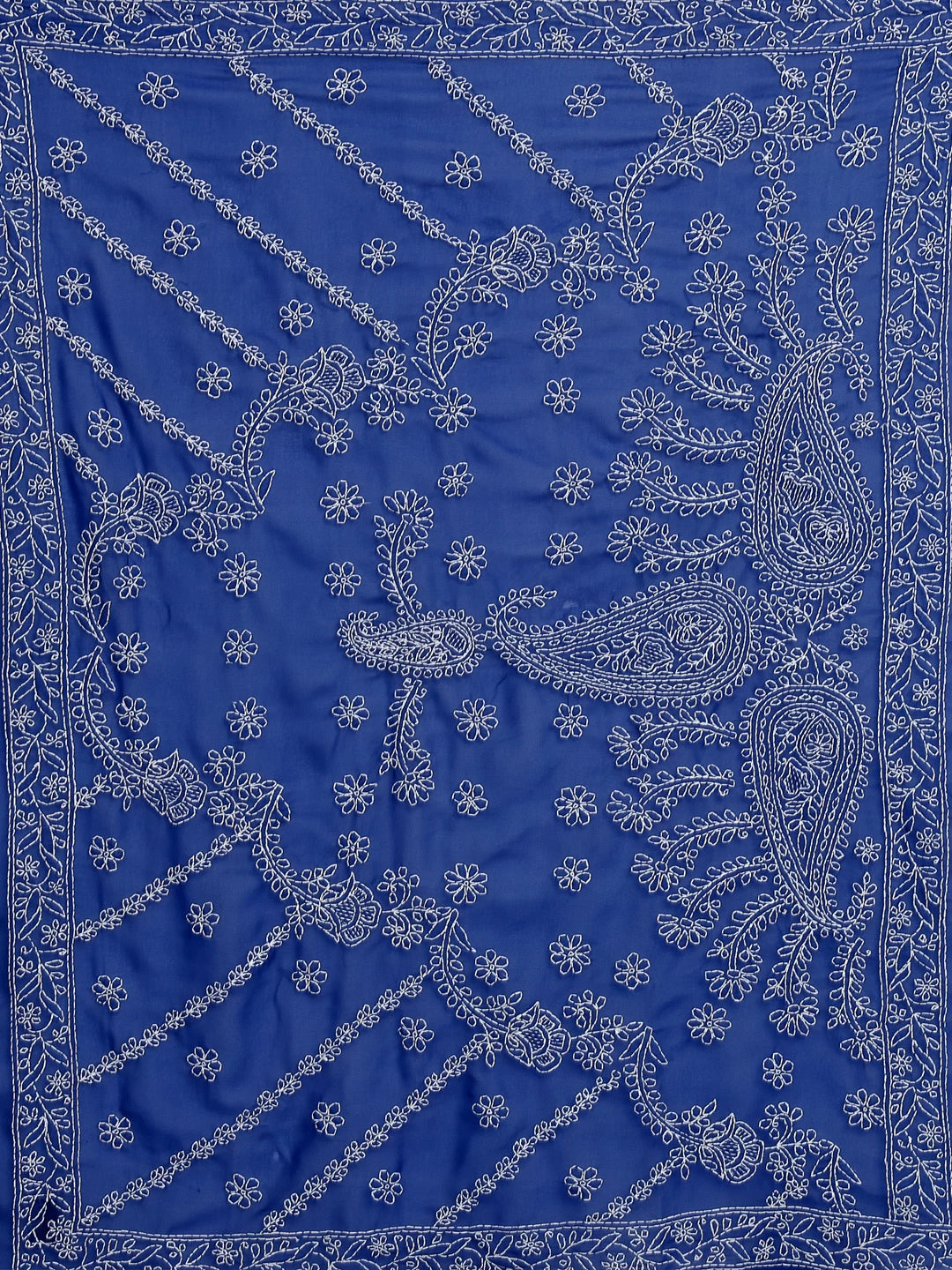 Ada Hand Embroidered Royal Blue Georgette Lucknowi Chikankari Saree with Blouse A311368