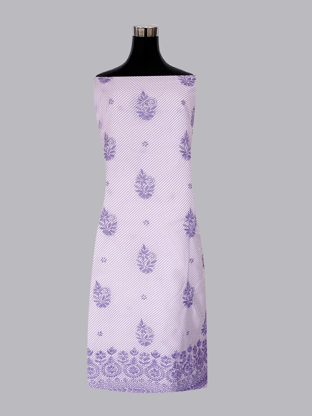 Ada Hand Embroidered Mauve And White Cotton Lucknowi Chikankari Unstitched Suit Piece 01A459601