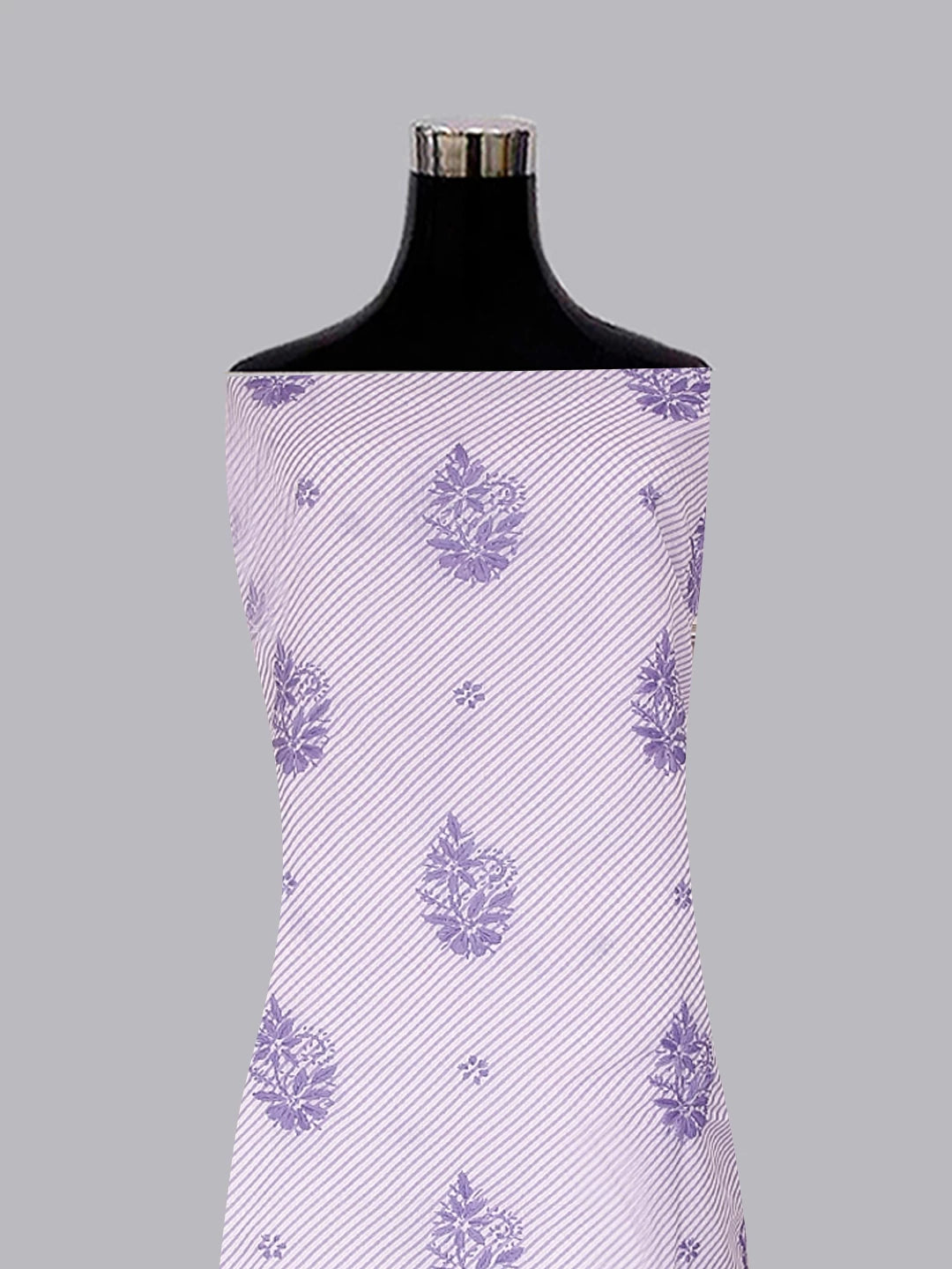 Ada Hand Embroidered Mauve And White Cotton Lucknowi Chikankari Unstitched Suit Piece 01A459601