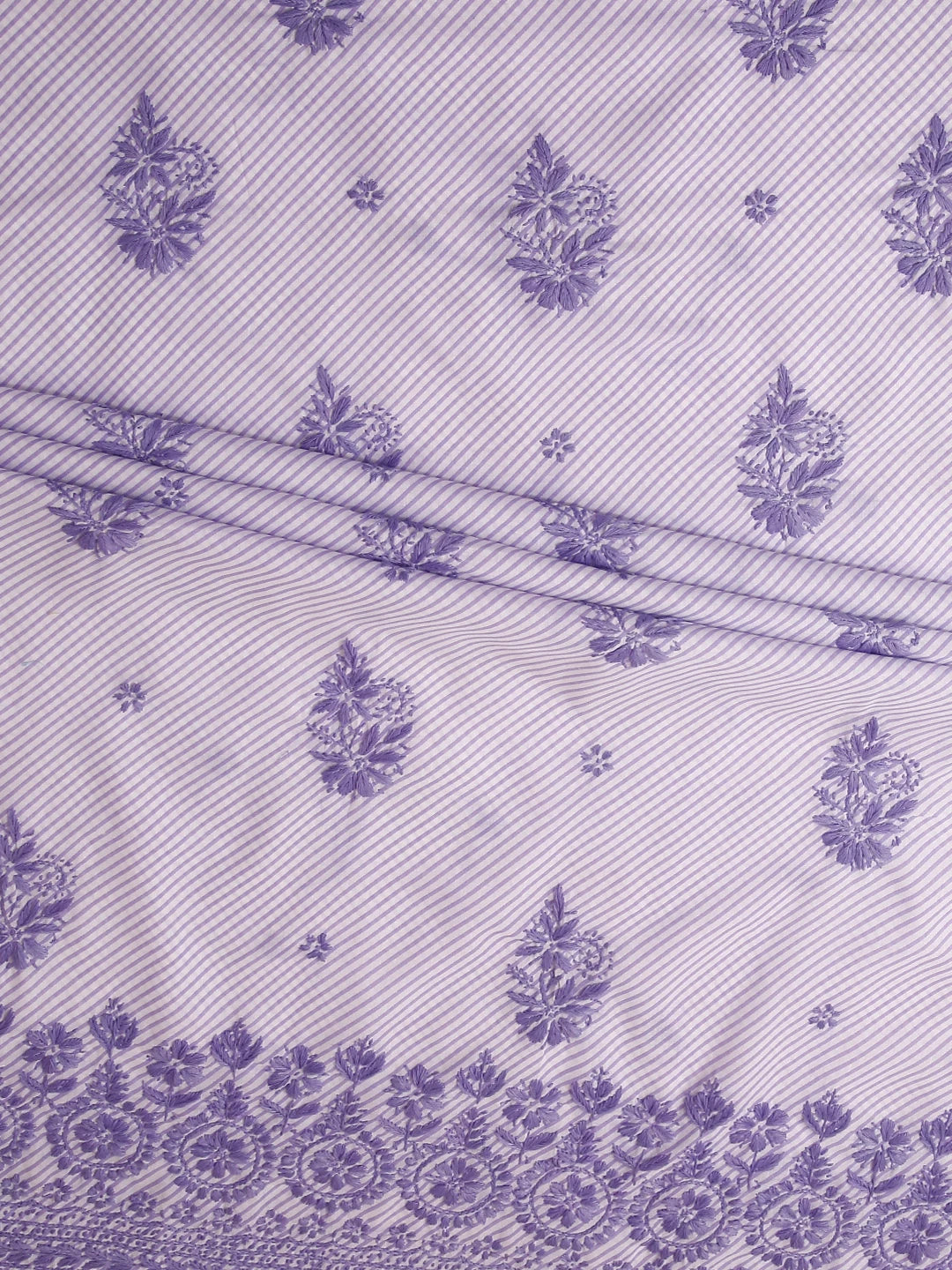 Ada Hand Embroidered Mauve And White Cotton Lucknowi Chikankari Unstitched Suit Piece 01A459601