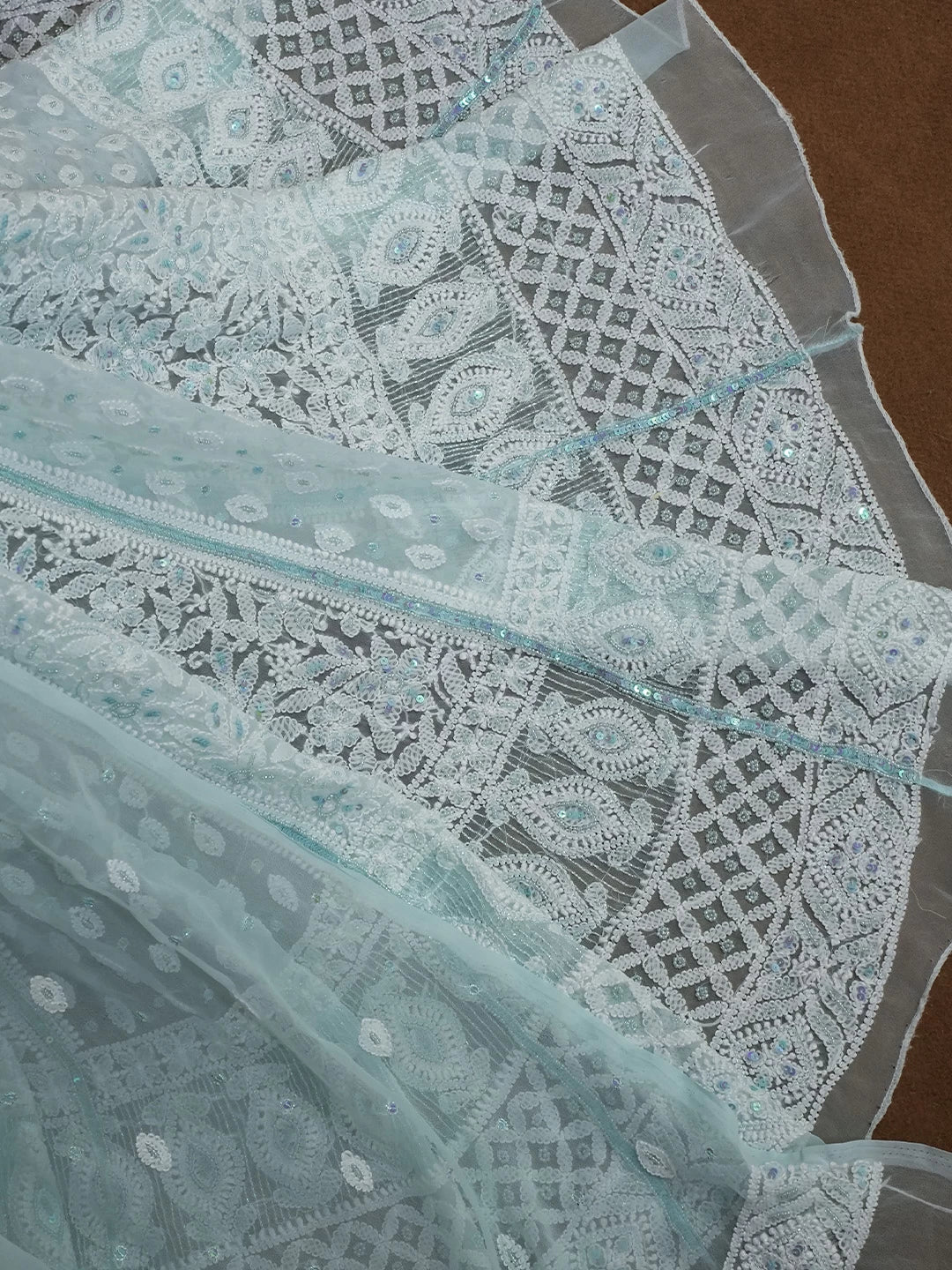 Ada Hand Embroidered Sea Green Georgette Lucknowi Chikankari Lehenga Set With Pearl Work 01A462863