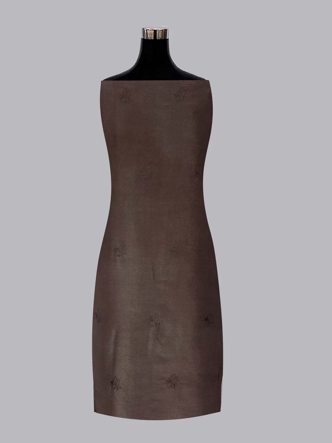 Ada Hand Embroidered Brown Tissue Lucknowi Chikankari Unstitched Kurta Dupatta Set 01A471366