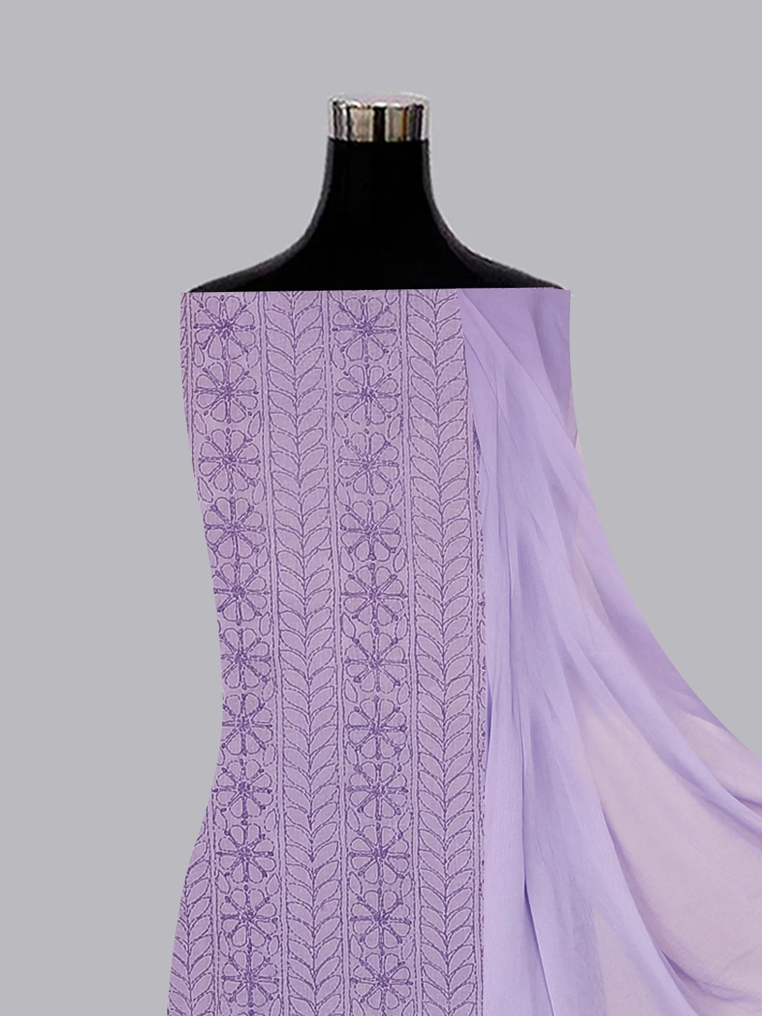 Ada Hand Embroidered Mauve Cotton Lucknowi Chikankari Unstitched Suit Piece With Parsi Work 01A474410