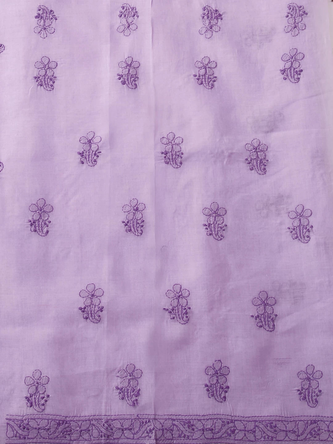 Ada Hand Embroidered Mauve Cotton Lucknowi Chikankari Unstitched Suit Piece With Parsi Work 01A474410