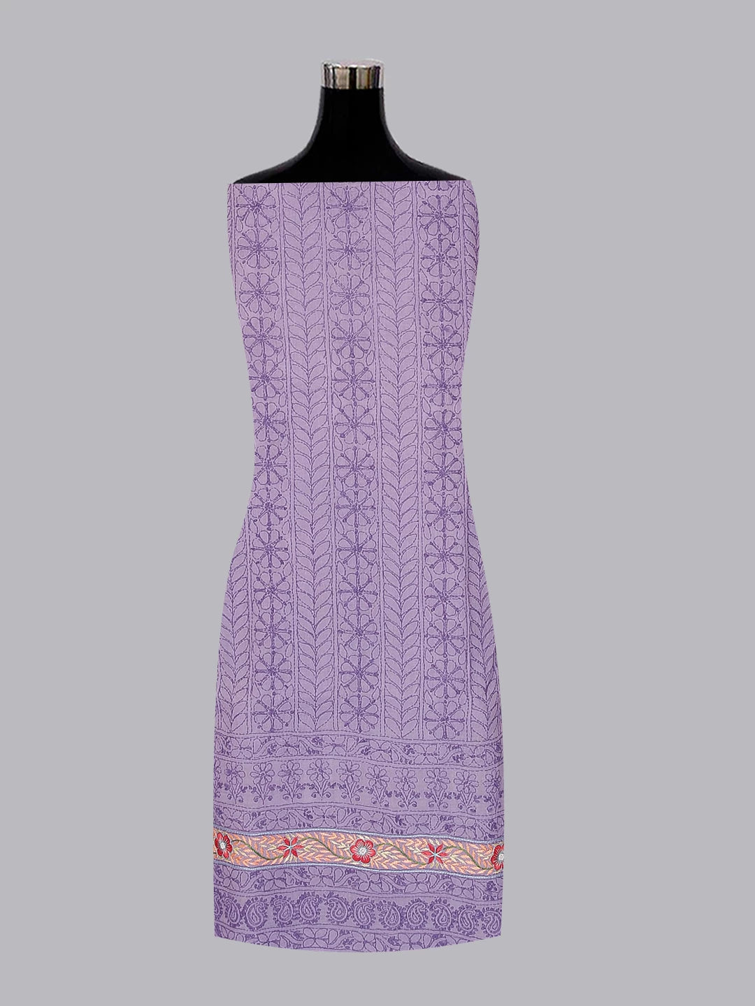 Ada Hand Embroidered Mauve Cotton Lucknowi Chikankari Unstitched Suit Piece With Parsi Work 01A474410