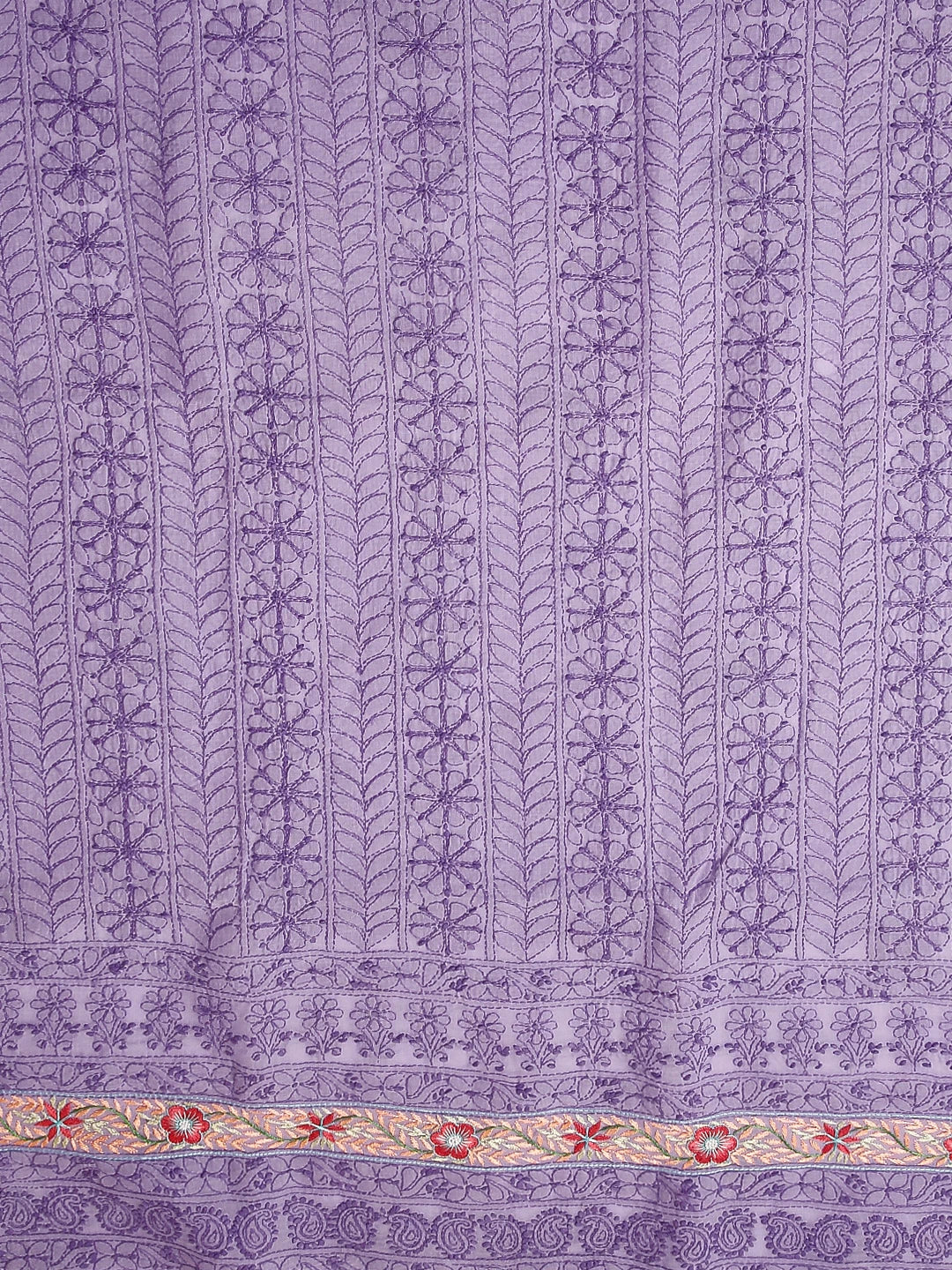 Ada Hand Embroidered Mauve Cotton Lucknowi Chikankari Unstitched Suit Piece With Parsi Work 01A474410