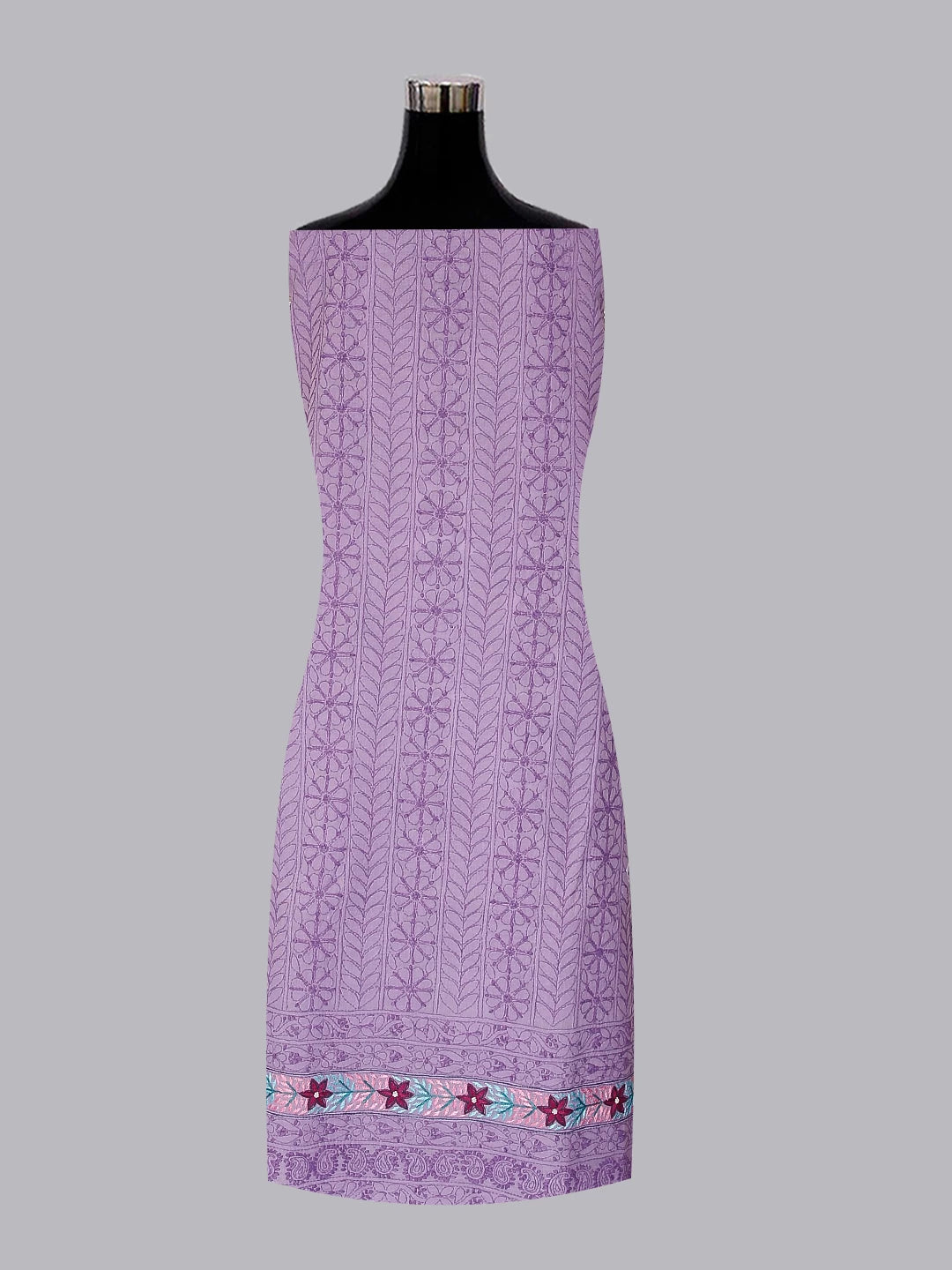 Ada Hand Embroidered Mauve Cotton Lucknowi Chikankari Unstitched Suit Piece With Parsi Work 01A474409