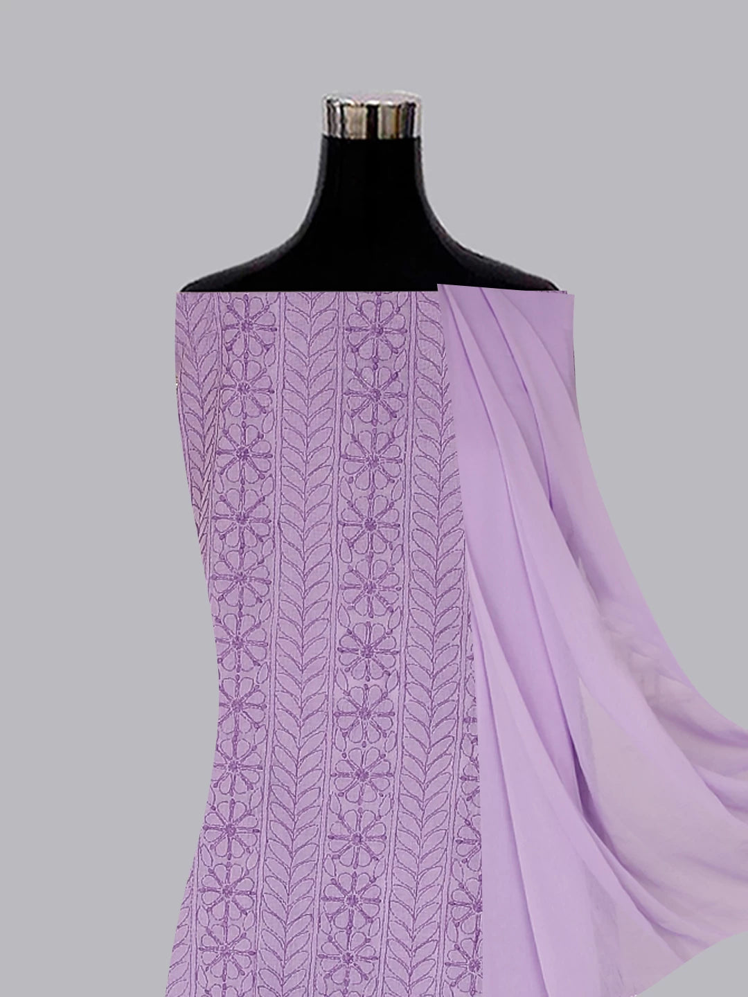 Ada Hand Embroidered Mauve Cotton Lucknowi Chikankari Unstitched Suit Piece With Parsi Work 01A474409
