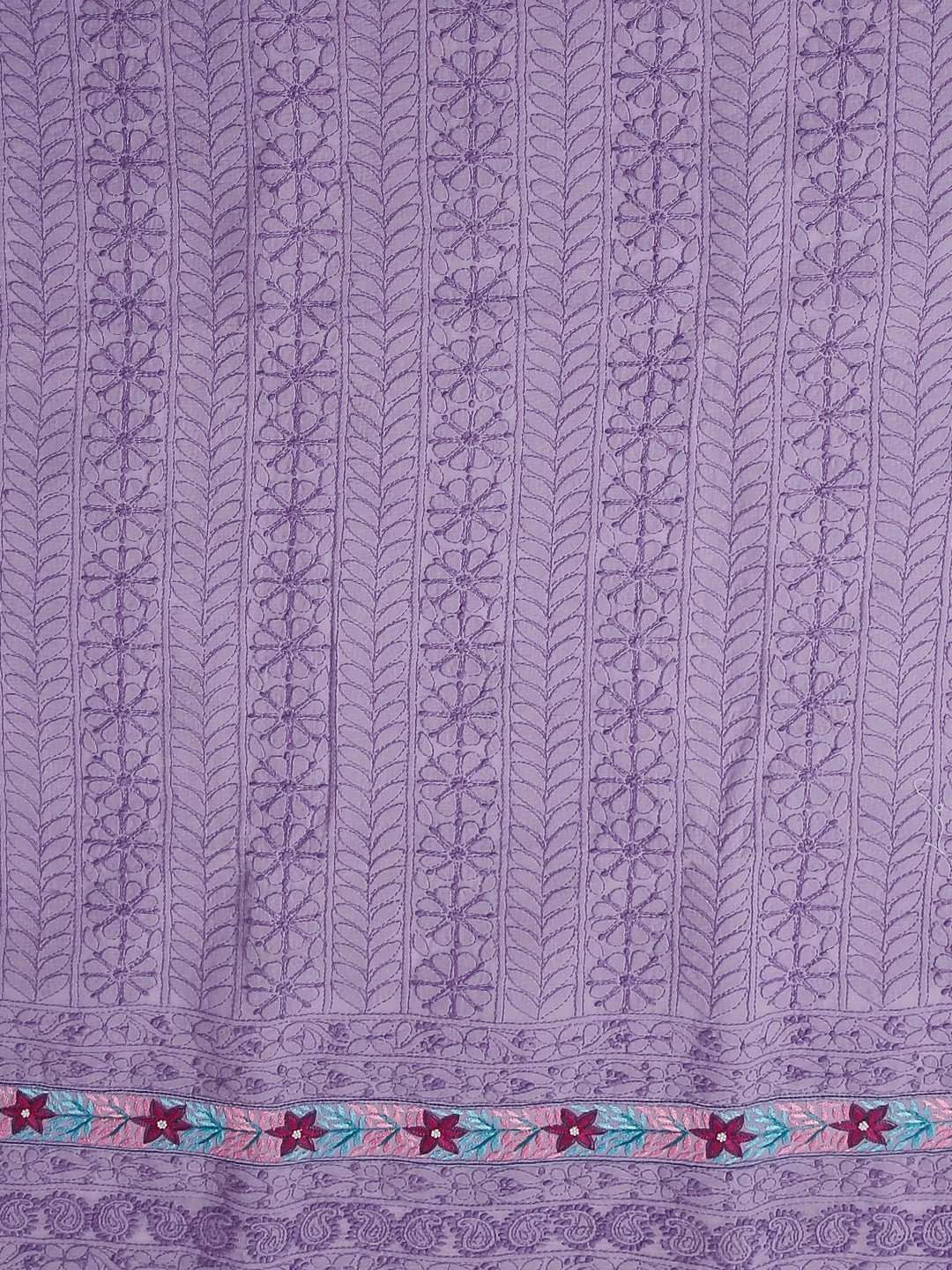 Ada Hand Embroidered Mauve Cotton Lucknowi Chikankari Unstitched Suit Piece With Parsi Work 01A474409