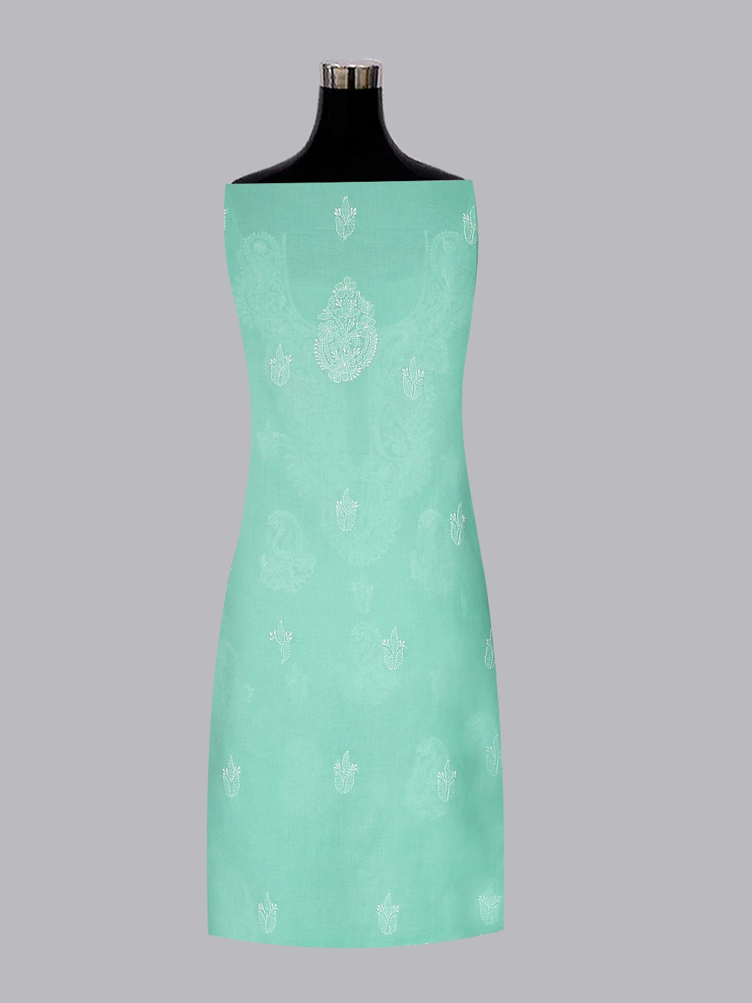 Ada Hand Embroidered Sea Green Cotton Lucknowi Chikankari Unstitched Suit Piece 01A398374