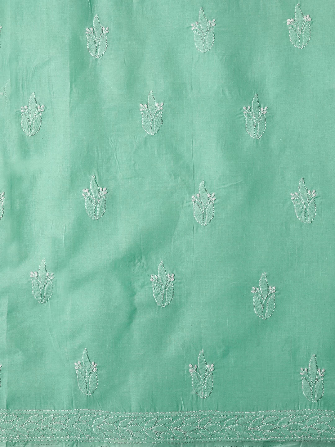 Ada Hand Embroidered Sea Green Cotton Lucknowi Chikankari Unstitched Suit Piece 01A398374