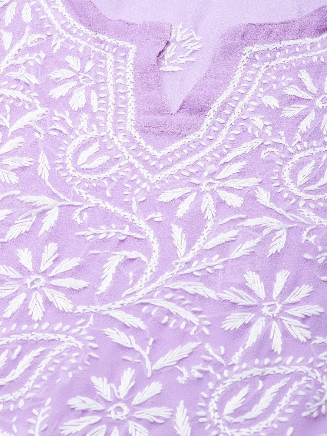 Ada Hand Embroidered Mauve Georgette Lucknowi Chikankari Straight Kurta With Slip A90351