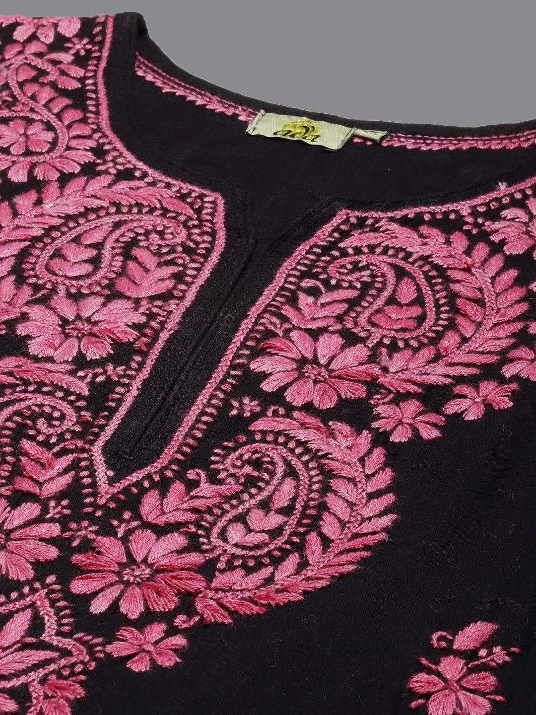 Ada Hand Embroidered Black Cotton Lucknow Chikankari Straight Kurta A411542