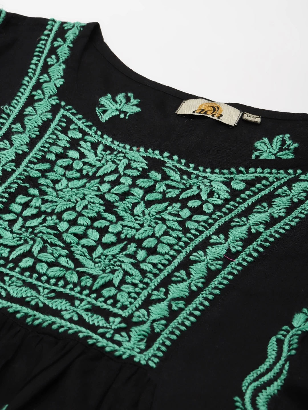 Ada Hand Embroidered Black Cotton Lucknowi Chikankari Kurti A911173