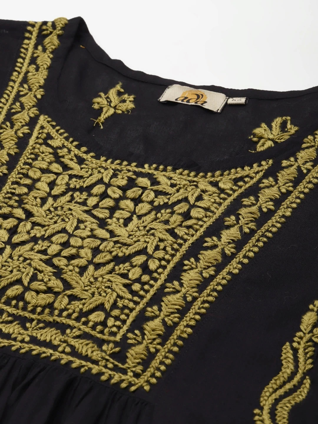 Ada Hand Embroidered Black Cotton Lucknowi Chikankari Kurti A911176
