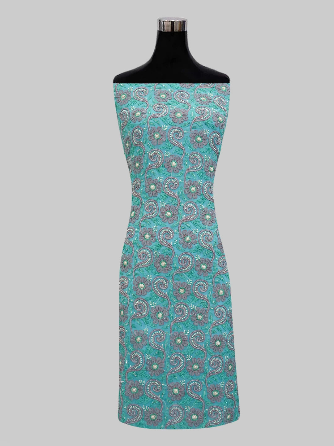 Ada Hand Embroidered Blue Georgette Lucknowi Chikankari Unstitched Suit Piece With Cutdana Work 01A354676