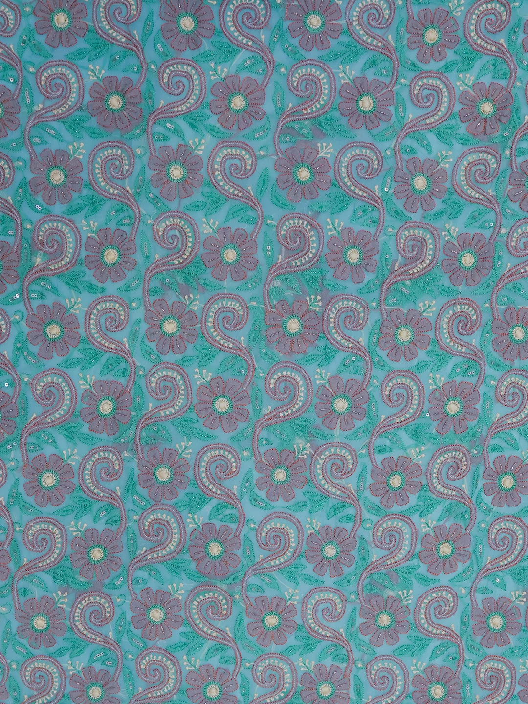 Ada Hand Embroidered Blue Georgette Lucknowi Chikankari Unstitched Suit Piece With Cutdana Work 01A354676