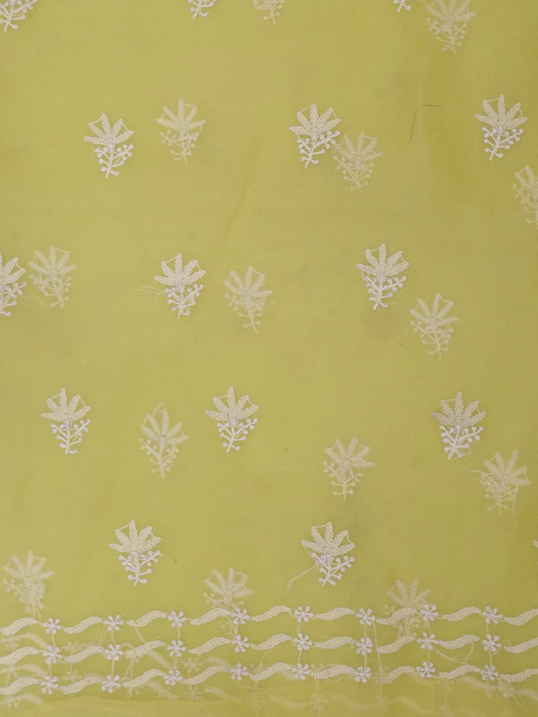 Ada Hand Embroidered Yellow Organza Lucknowi Chikankari Unstitched Kurta Dupatta Set 01A309163