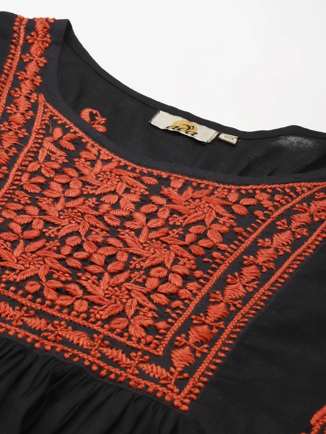Ada Hand Embroidered Black Cotton Lucknowi Chikankari Kurti A911174