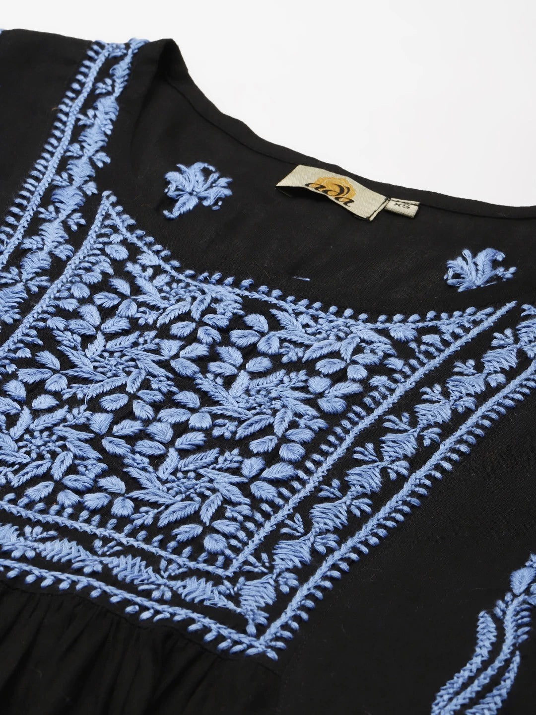 Ada Hand Embroidered Black Cotton Lucknow Chikankari Kurti A911175