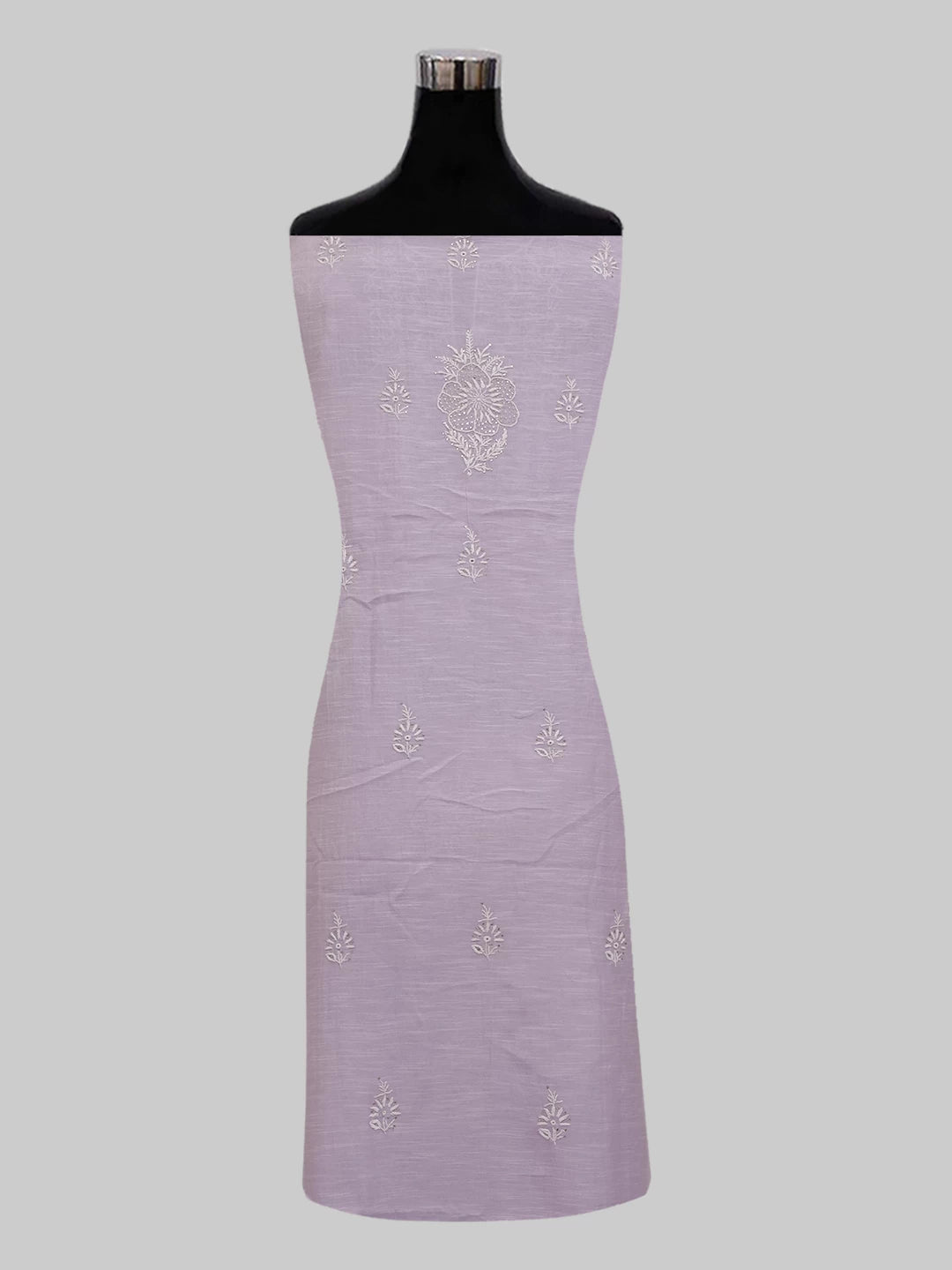 Ada Hand Embroidered Lavender Chanderi Lucknowi Chikankari Unstitched Kurta Dupatta Set With Mukaish Work 01A463380