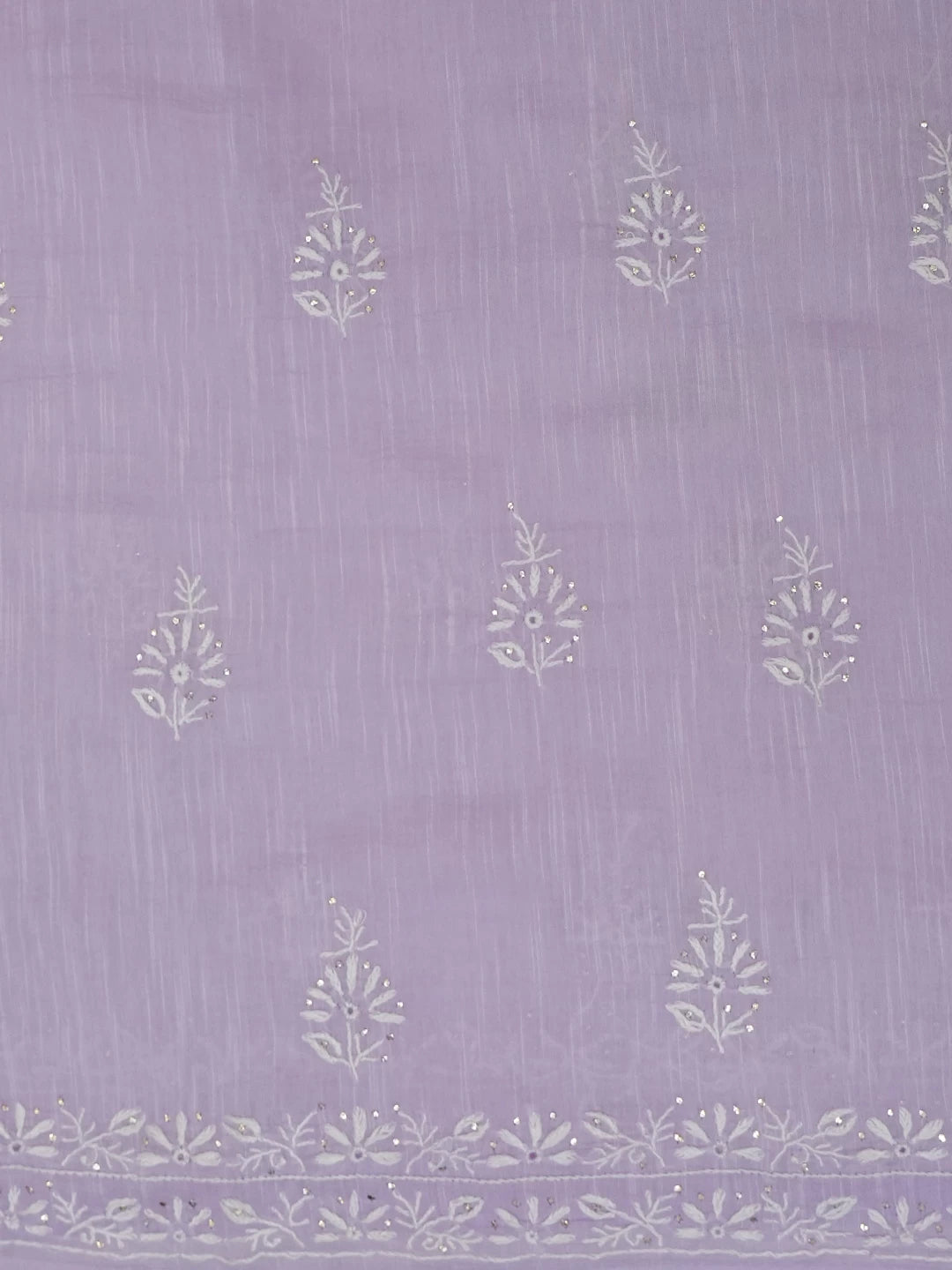 Ada Hand Embroidered Lavender Chanderi Lucknowi Chikankari Unstitched Kurta Dupatta Set With Mukaish Work 01A463380