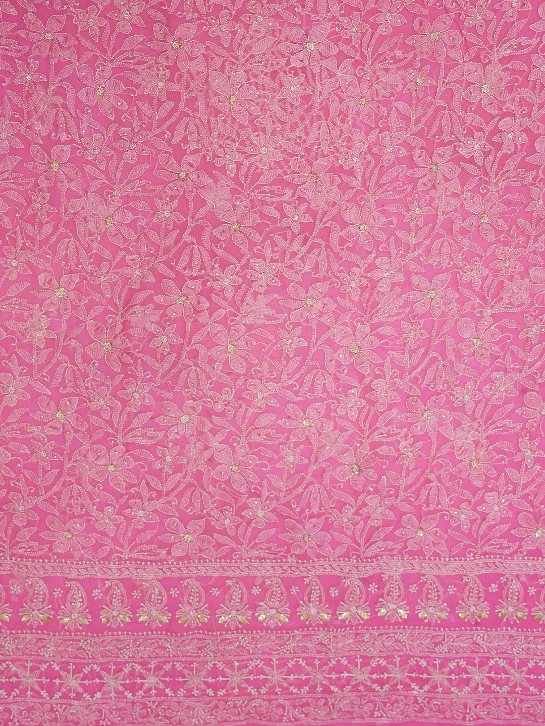 Ada Hand Embroidered Pink Georgette Lucknowi Chikankari Unstitched Suit Piece With Mukaish 01A388201