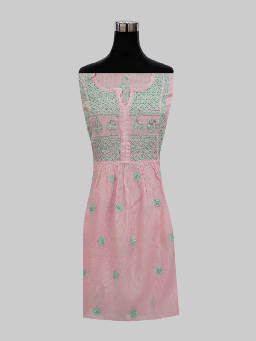 Ada Hand Embroidered Pink Chanderi Lucknowi Chikankari Semi-Stitched Suit Piece 01A470434