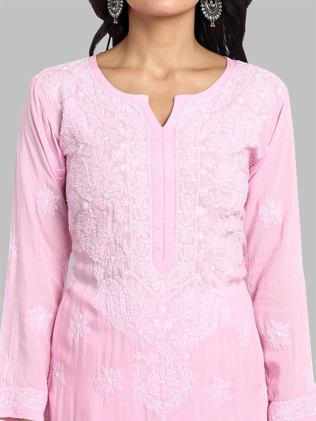Ada Hand Embroidered Blush Pink Modal Lucknowi Chikankari Co-Ord Set A811230