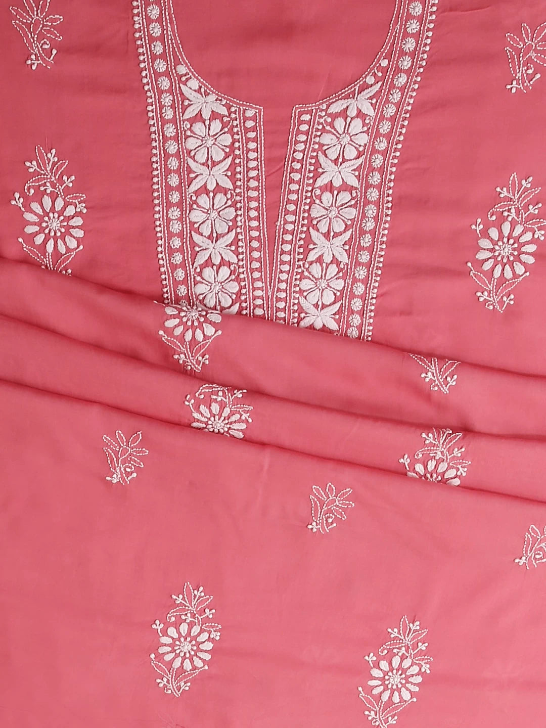 Ada Hand Embroidered Pink Modal Lucknowi Chikankari Unstitched Kurta Piece 01A477500