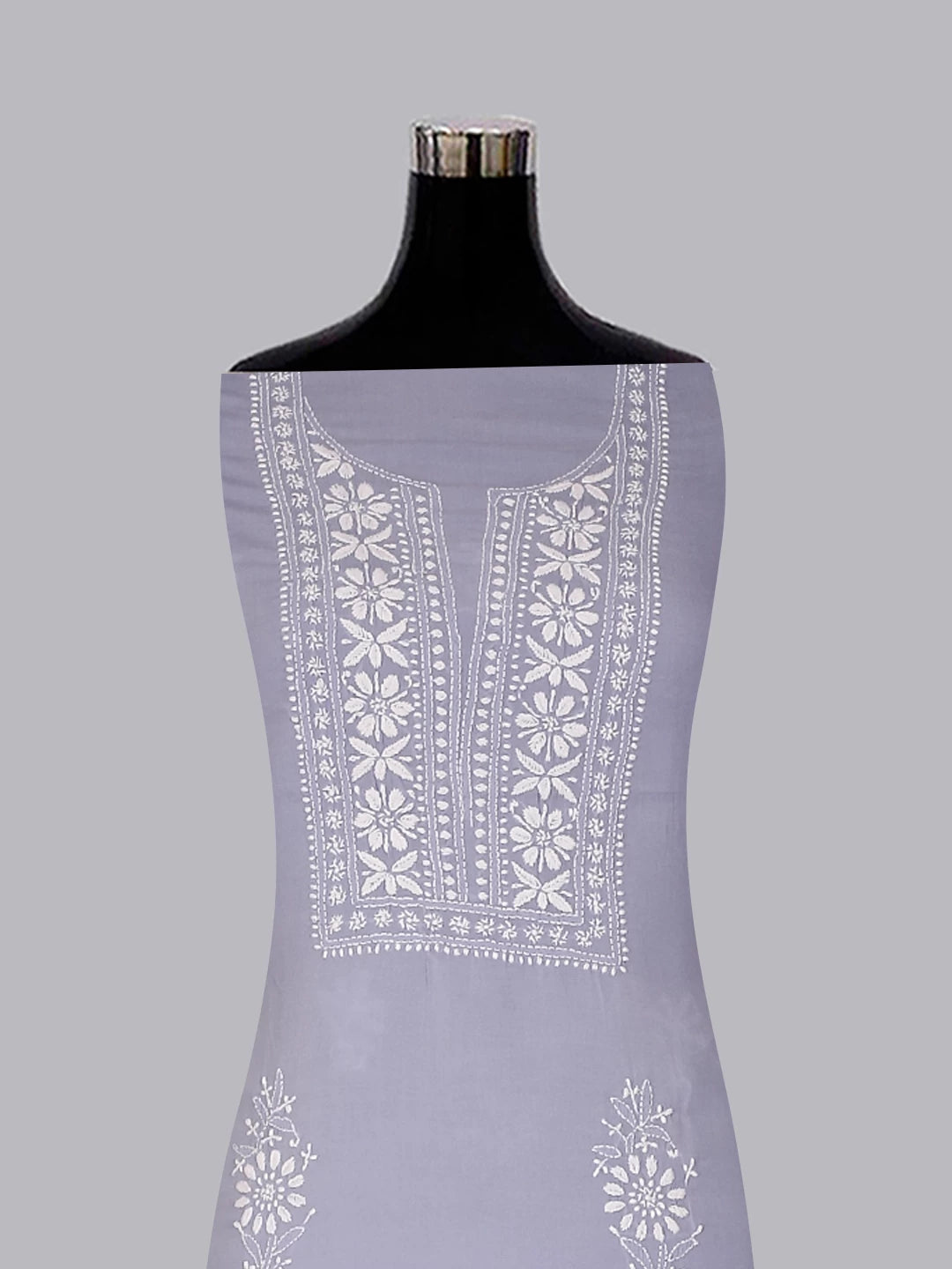 Ada Hand Embroidered Blue Modal Lucknowi Chikankari Unstitched Kurta Piece 01A477511