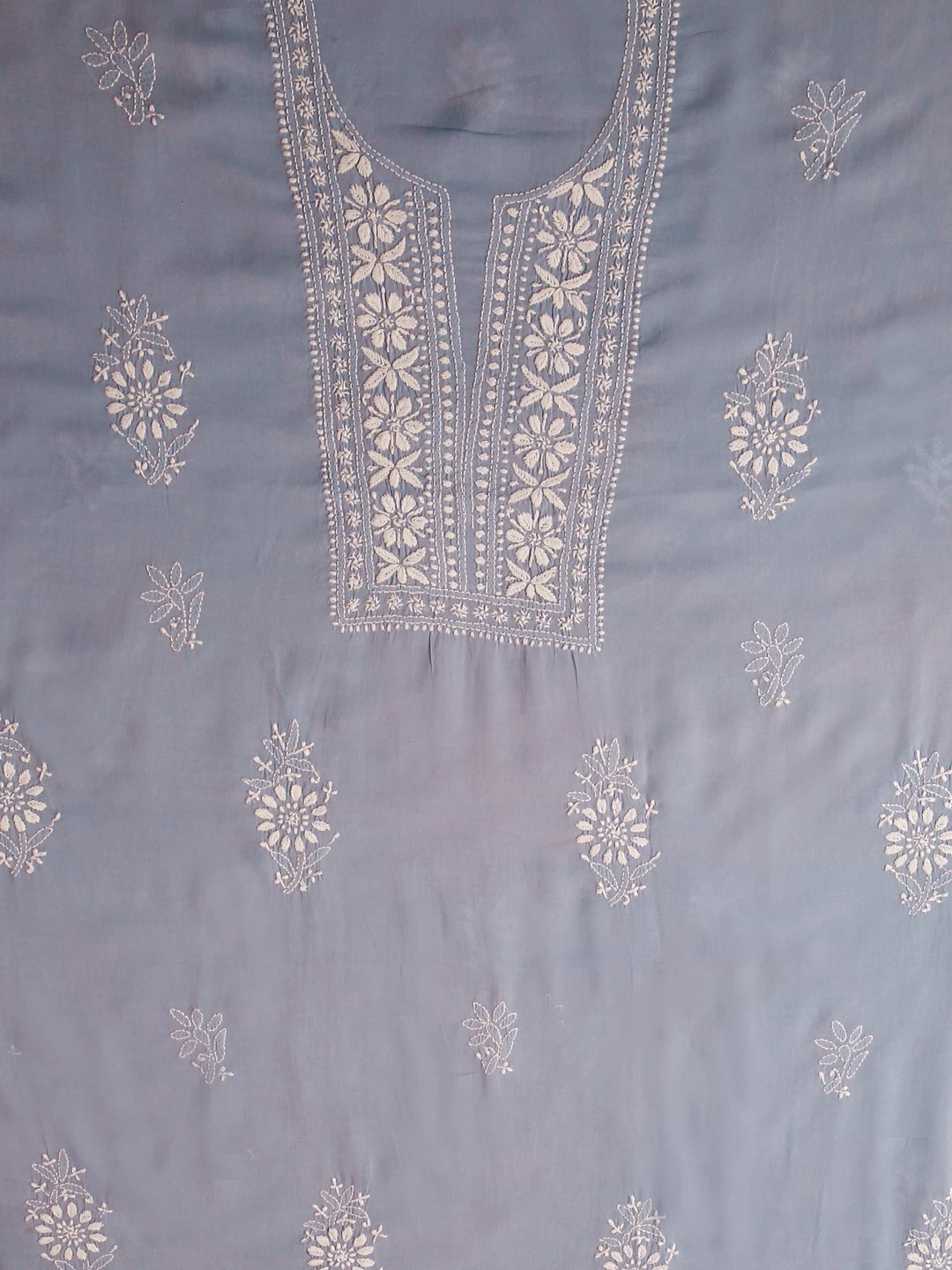 Ada Hand Embroidered Blue Modal Lucknowi Chikankari Unstitched Kurta Piece 01A477511