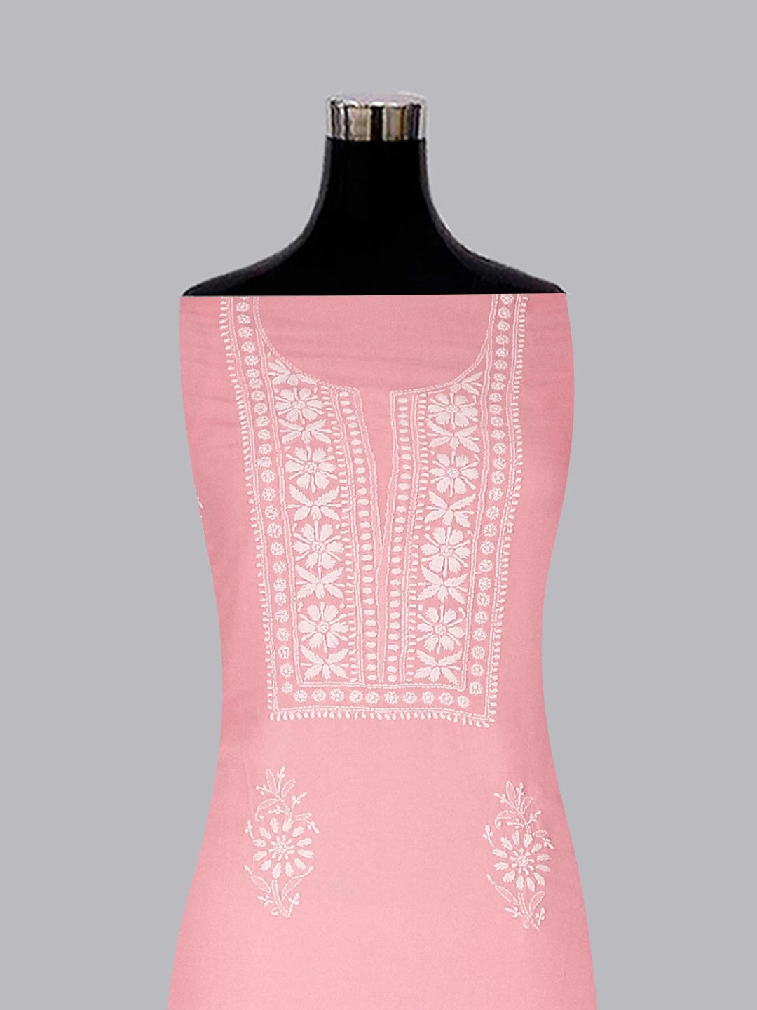 Ada Hand Embroidered Baby Pink Modal Lucknowi Chikankari Unstitched Kurta Piece 01A477549