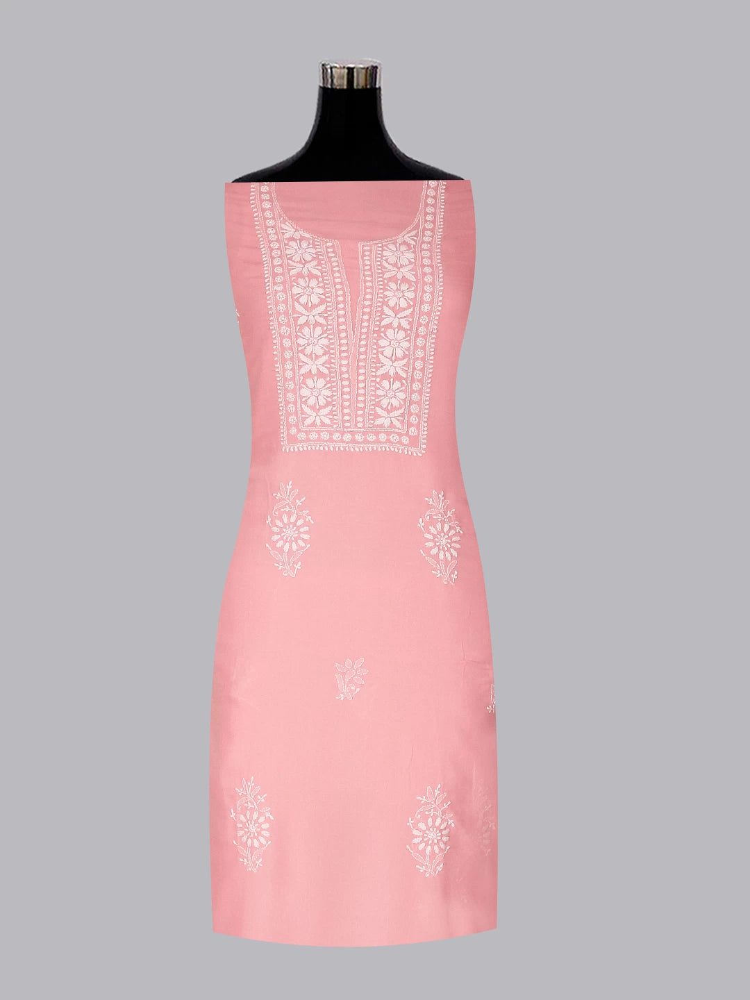 Ada Hand Embroidered Baby Pink Modal Lucknowi Chikankari Unstitched Kurta Piece 01A477549