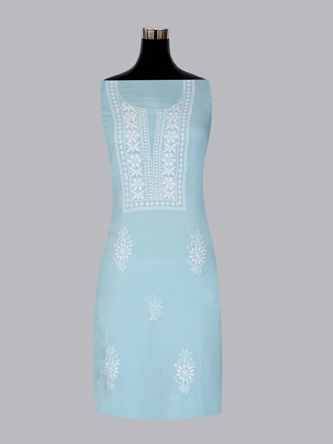 Ada Hand Embroidered Blue Modal Lucknowi Chikankari Unstitched Kurta Piece 01A477541