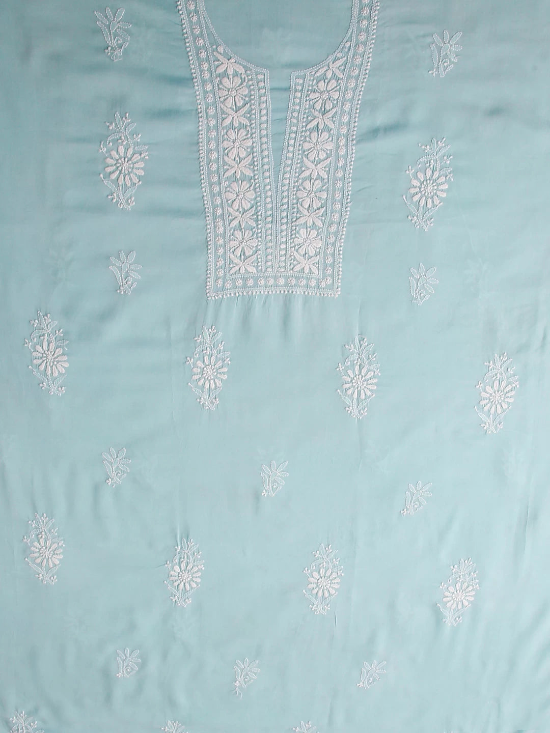 Ada Hand Embroidered Blue Modal Lucknowi Chikankari Unstitched Kurta Piece 01A477541