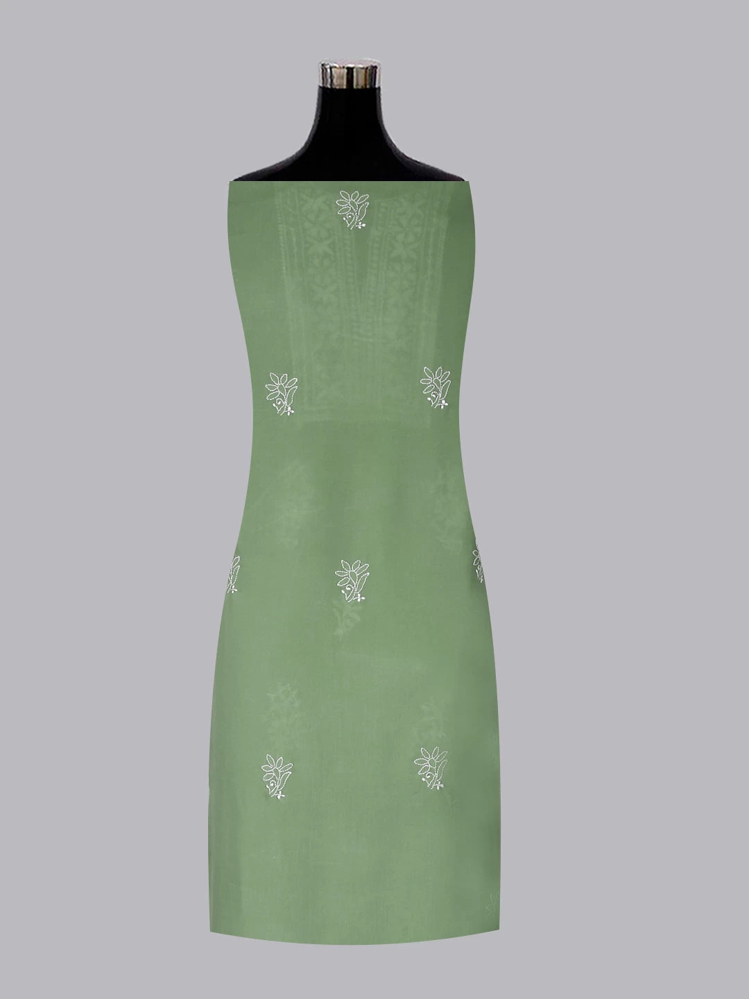 Ada Hand Embroidered Sage Green Modal Lucknowi Chikankari Unstitched Kurta Piece 01A477499