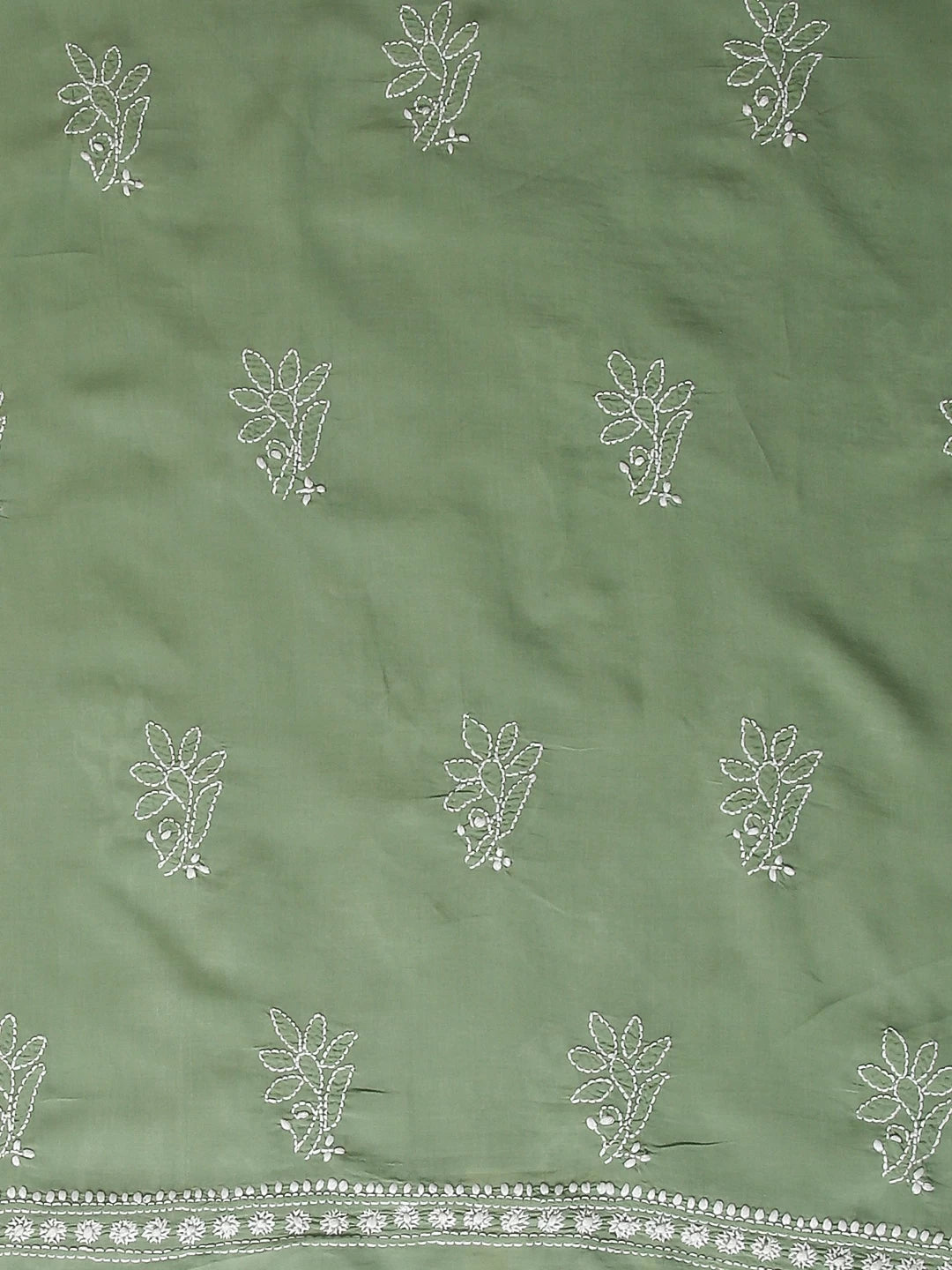 Ada Hand Embroidered Sage Green Modal Lucknowi Chikankari Unstitched Kurta Piece 01A477499