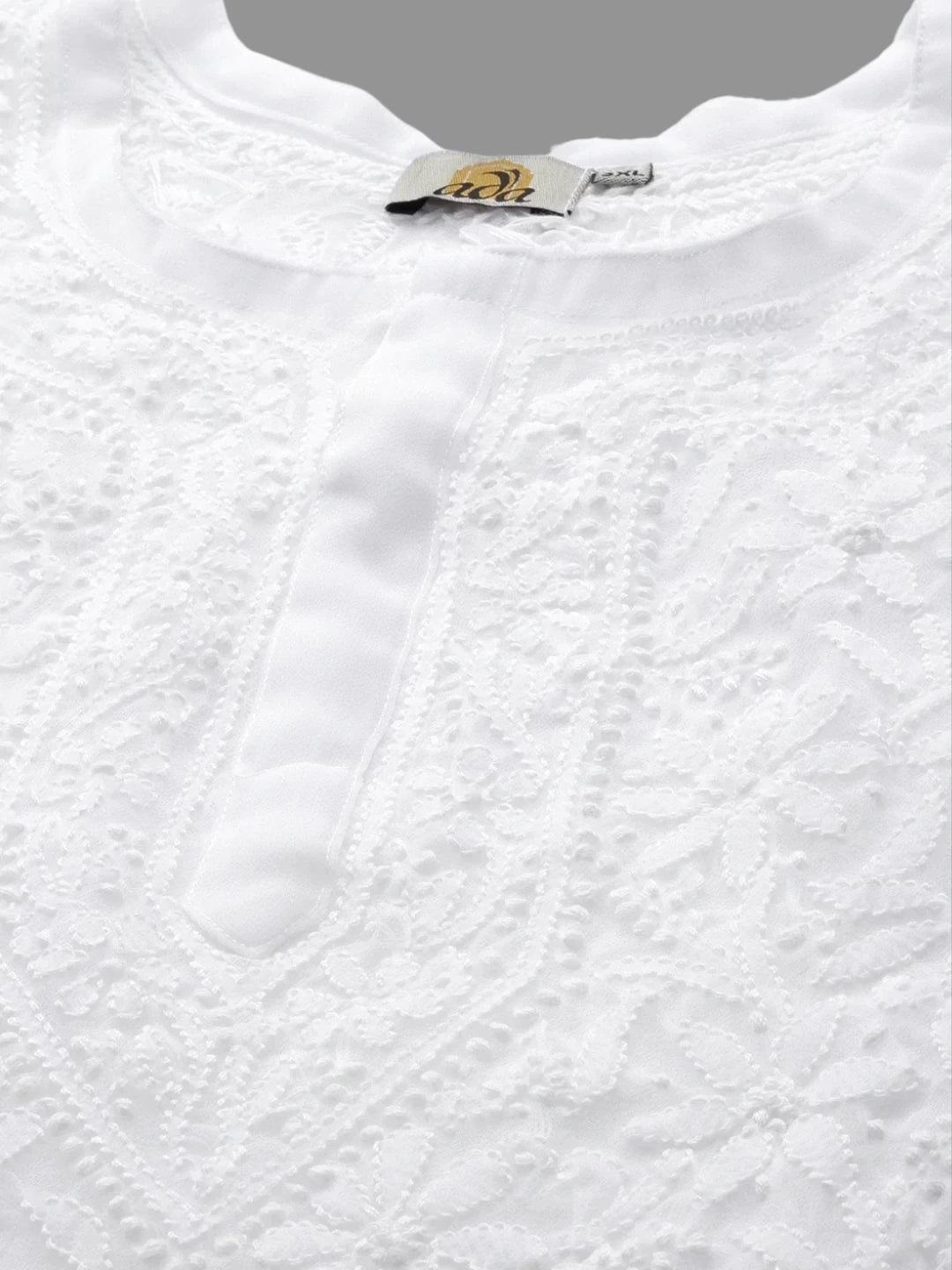 Ada Hand Embroidered White Georgette Lucknowi Chikankari Straight Kurta With Slip A158876