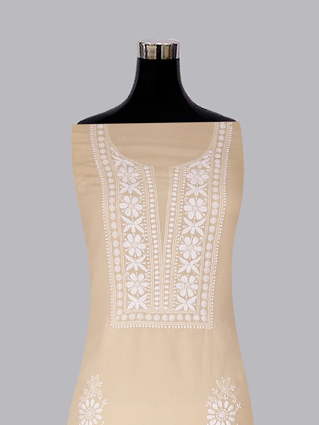 Ada Hand Embroidered Fawn Modal Lucknowi Chikankari Unstitched Kurta Piece 01A477567