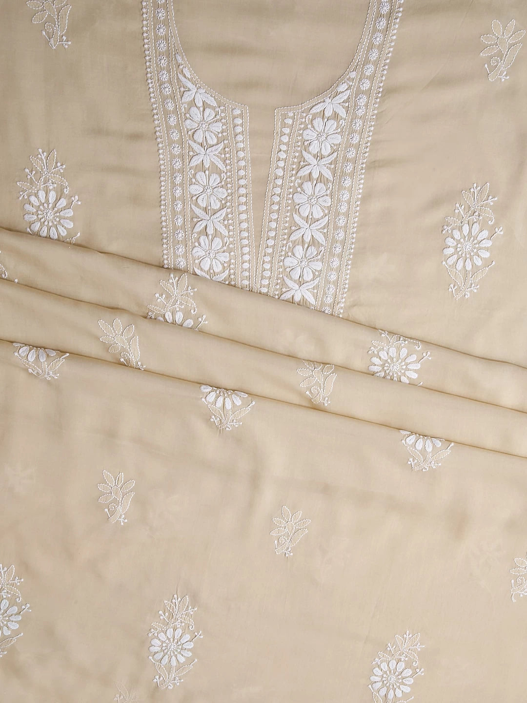 Ada Hand Embroidered Fawn Modal Lucknowi Chikankari Unstitched Kurta Piece 01A477567