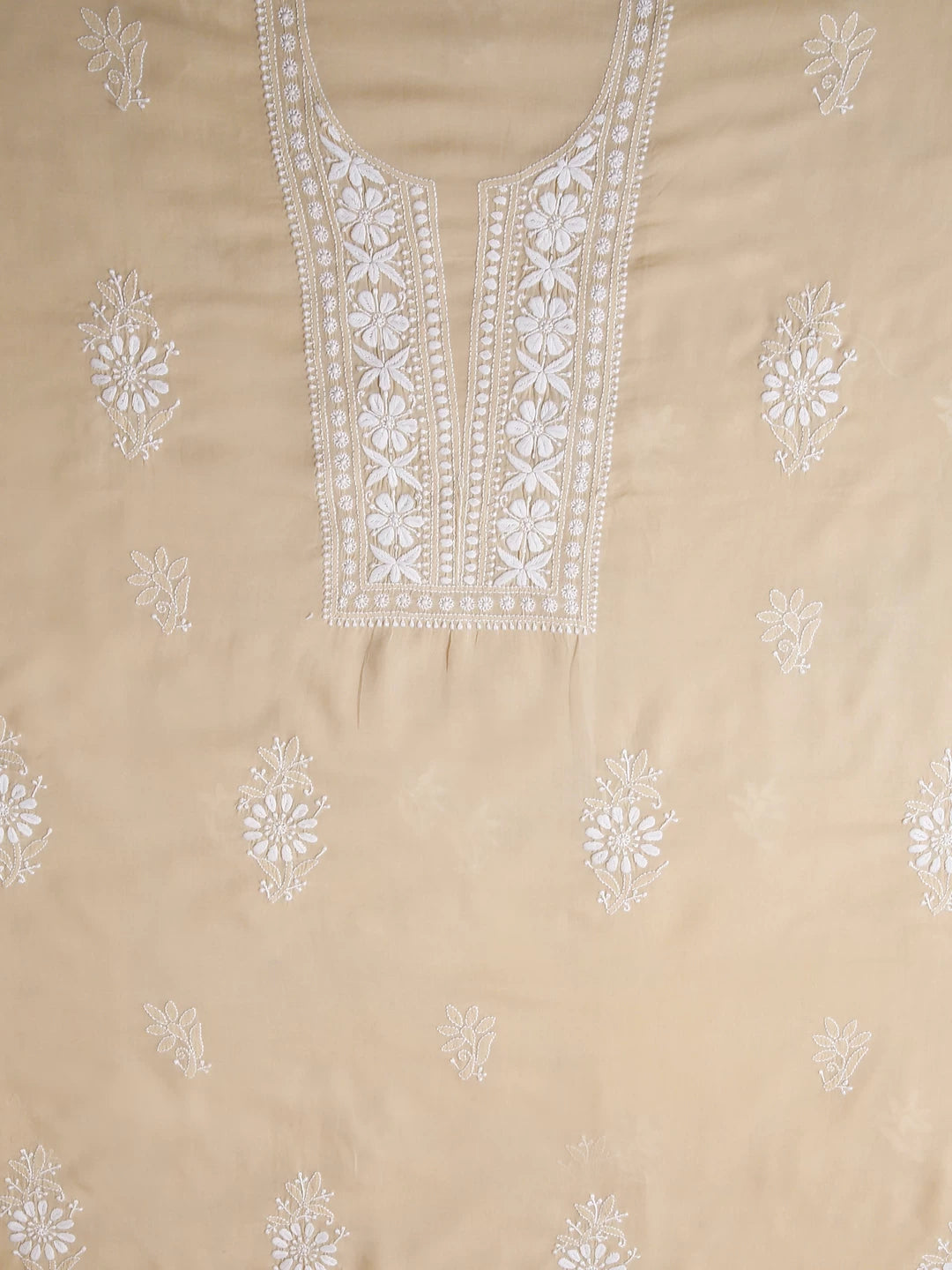 Ada Hand Embroidered Fawn Modal Lucknowi Chikankari Unstitched Kurta Piece 01A477567