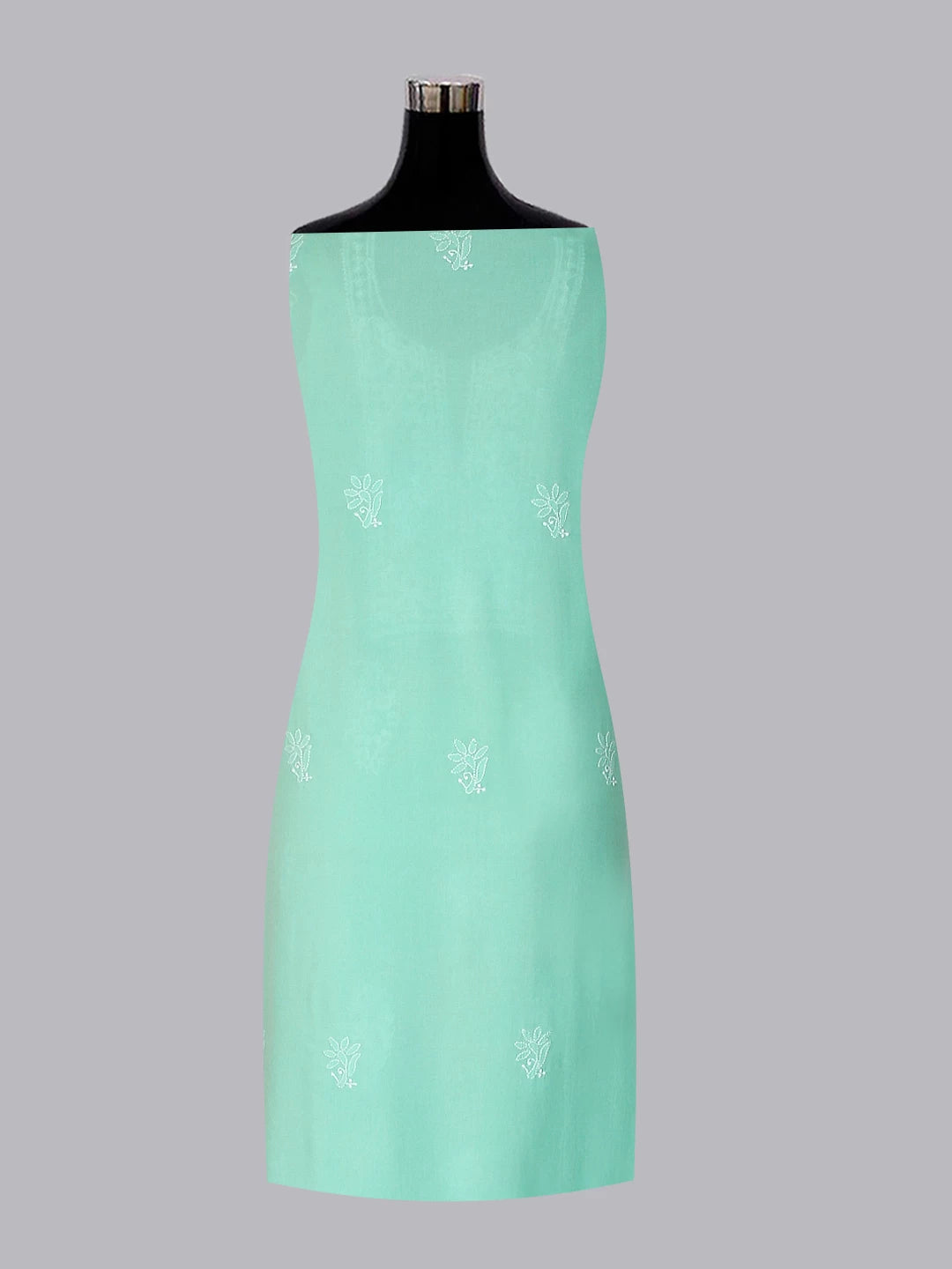Ada Hand Embroidered Sea Green Lucknowi Chikankari Unstitched Kurta Piece 01A477530