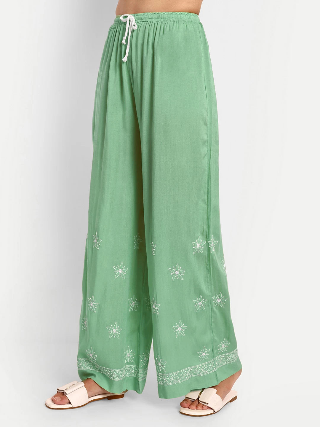 Ada Hand Embroidered Sea Green Modal Lucknowi Chikankari Co-ord Set A811237
