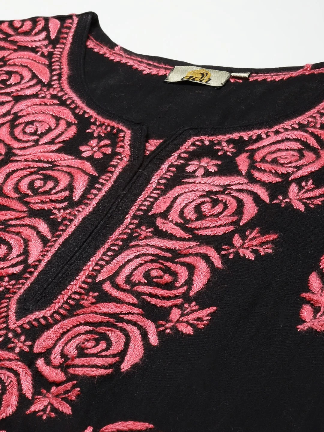 Ada Hand Embroidered Black Cotton Lucknow Chikankari Straight Kurta A411281