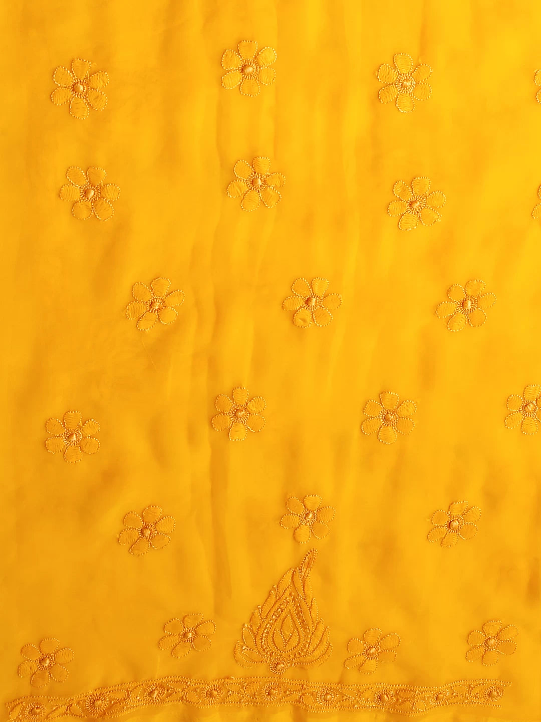 Ada Hand Embroidered Mustard Georgette Lucknowi Chikankari Unstitched Suit Piece 01A109331