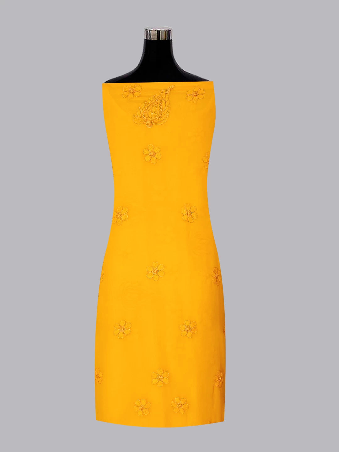 Ada Hand Embroidered Mustard Georgette Lucknowi Chikankari Unstitched Suit Piece 01A109331