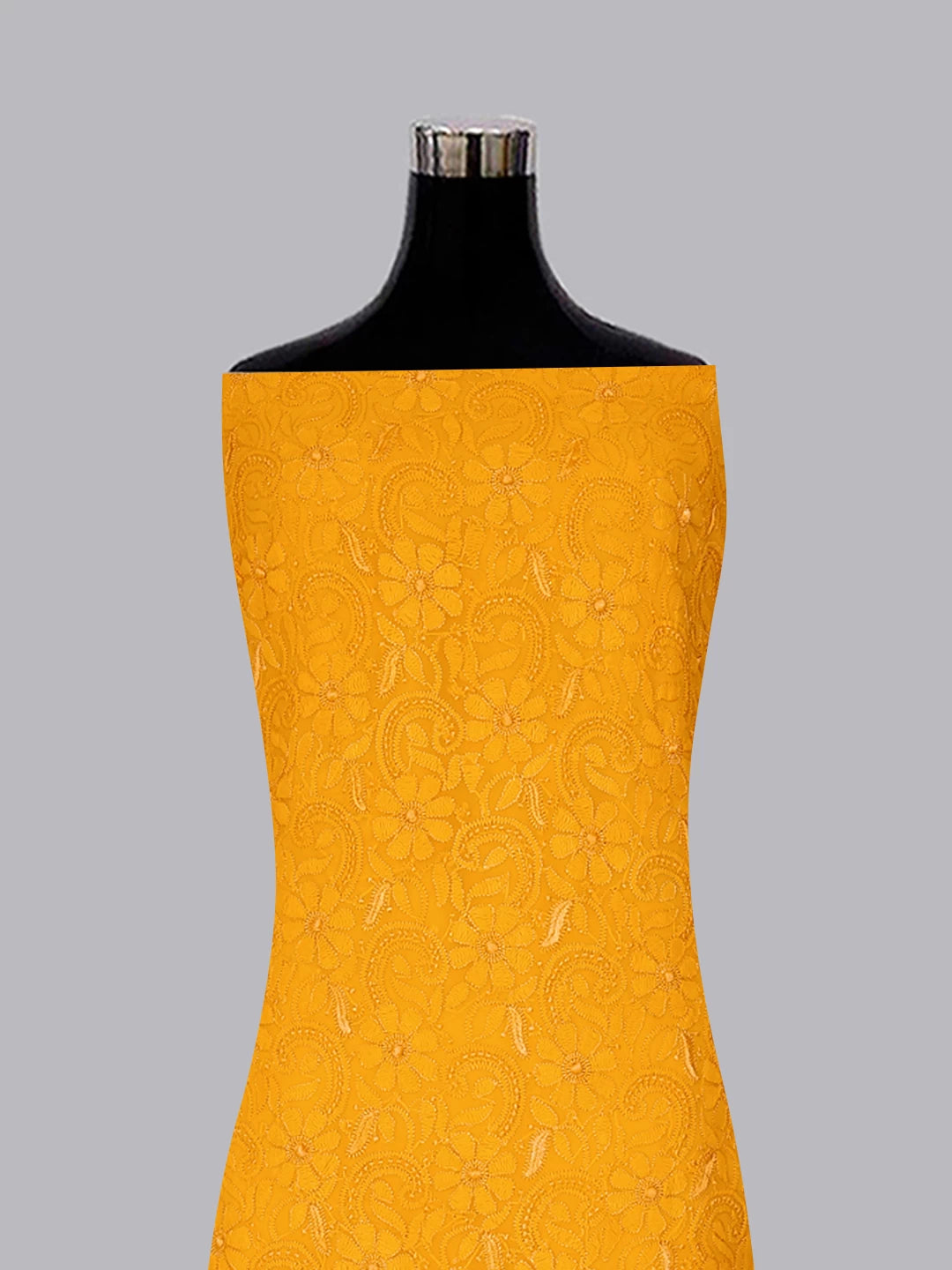 Ada Hand Embroidered Mustard Georgette Lucknowi Chikankari Unstitched Suit Piece 01A109331