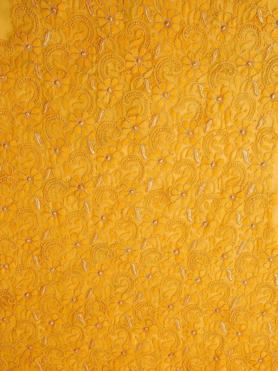 Ada Hand Embroidered Mustard Georgette Lucknowi Chikankari Unstitched Suit Piece 01A109331