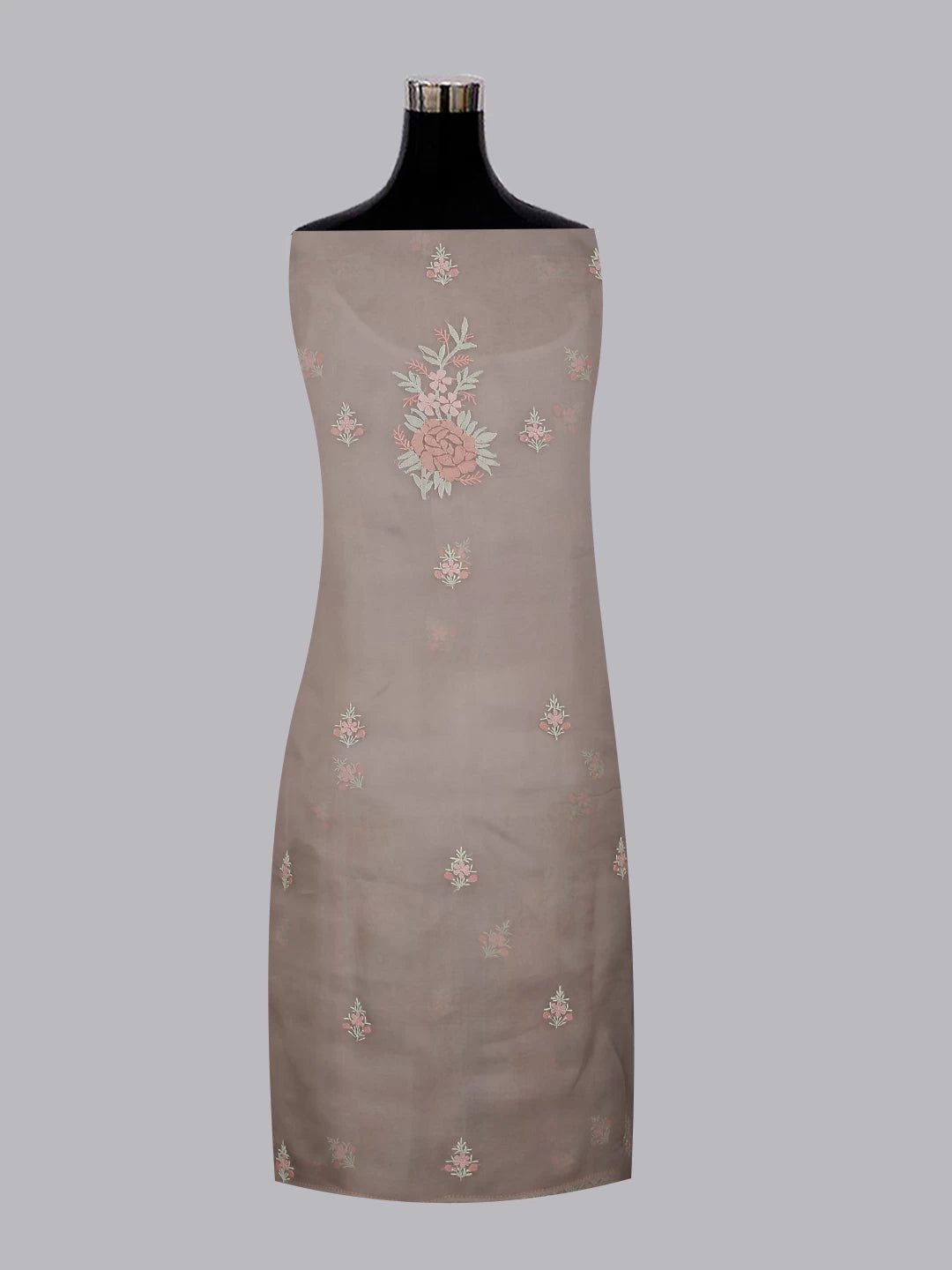 Ada Hand Embroidered Grey Organza Lucknowi Chikankari Unstitched Kurta Dupatta Set 01A483378